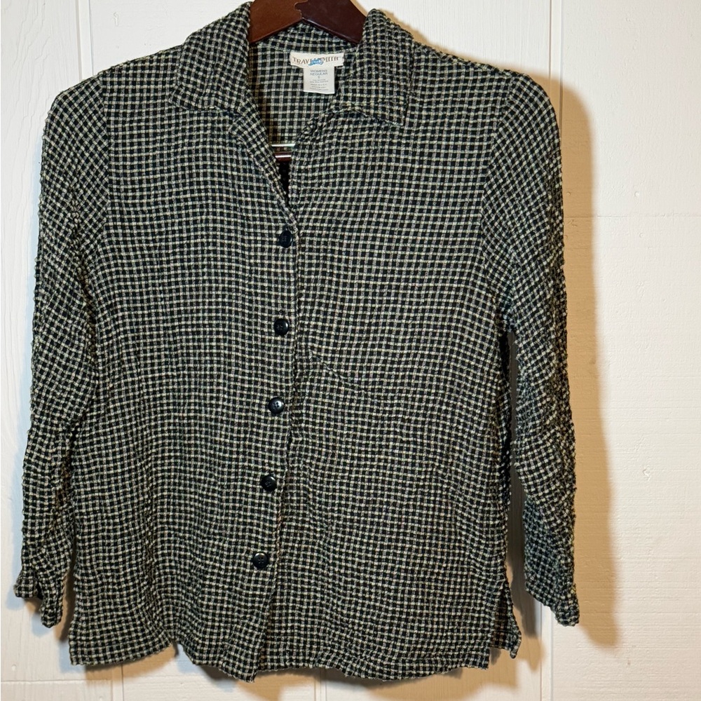 Travel Smith Vintage Womens Button-Up Shirt size S Plaid multicolor collared